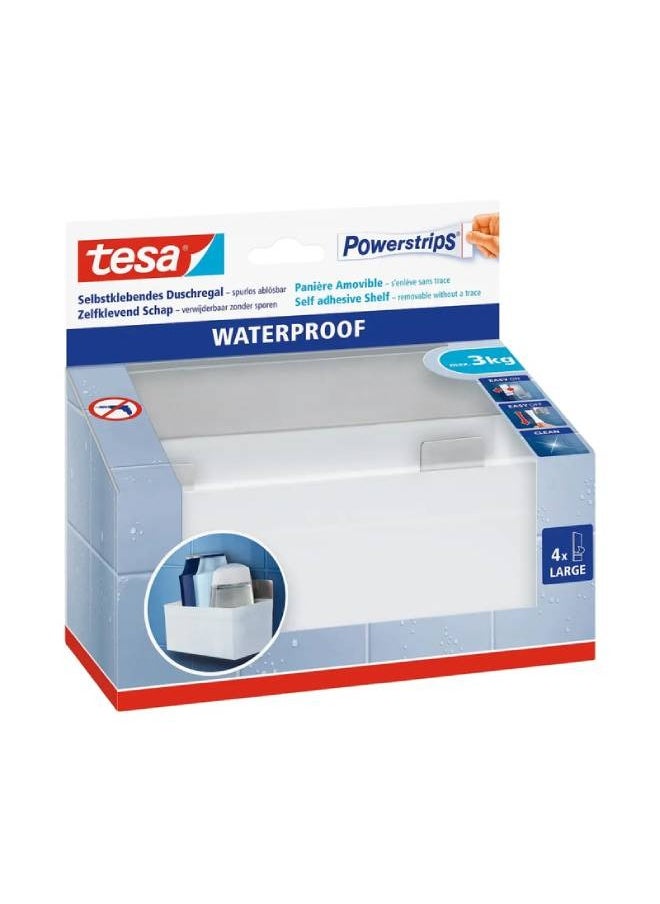 Tesa - Powerstrips Waterproof Self-Adhesive Shelf, Bathroom Shelf - Mounting Without Drilling, Holding Power Up To 3Kg, Removable And Reusable - Image 1