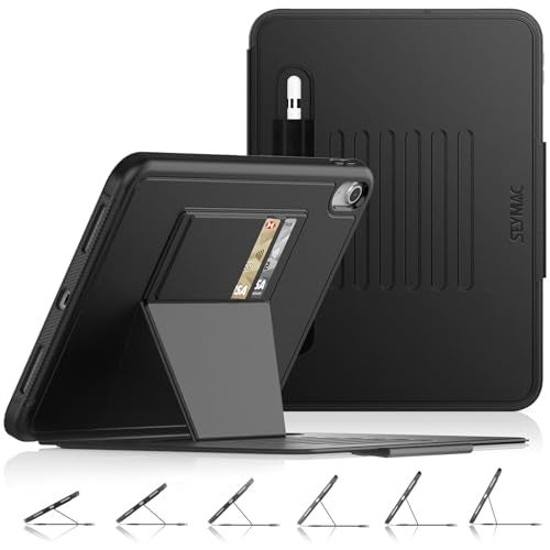 SEYMAC stock Case for iPad (A16) 11th/10th Generation 11''/10.9'', Strong Magnetic Auto Sleep Shockproof Case with Absorbing Multi-Angles Stand, Pen Holder, Card Slot (Black) - Image 1
