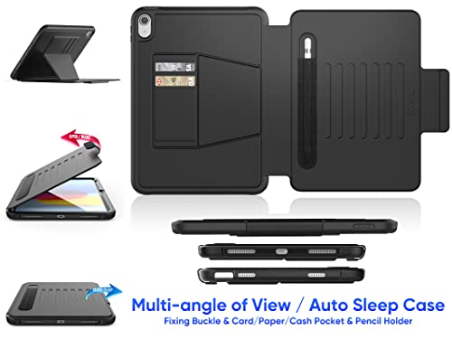 SEYMAC stock Case for iPad (A16) 11th/10th Generation 11''/10.9'', Strong Magnetic Auto Sleep Shockproof Case with Absorbing Multi-Angles Stand, Pen Holder, Card Slot (Black) - Image 2