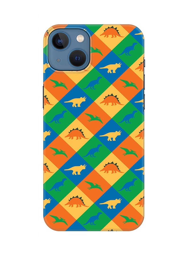 Stylizedd Case for Apple iPhone 14 Slim Snap Classic Series Mobile Cover Hard PC Shield Matte Finish Print - Dino Checker