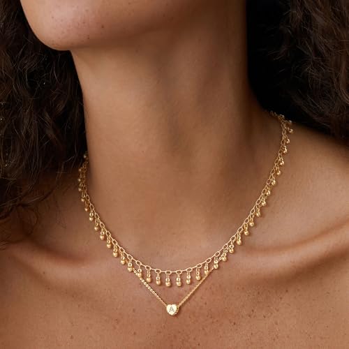 Fettero Tiny Gold Initial Heart Necklace-14K Gold Plated Handmade Dainty Personalized Letter Heart Choker Necklace For Women Necklace Jewelry - Image 3