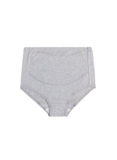 High-waisted Solid Color Maternity Underpants Breathable Adjustable Tummy Support Seamless Panties Grey