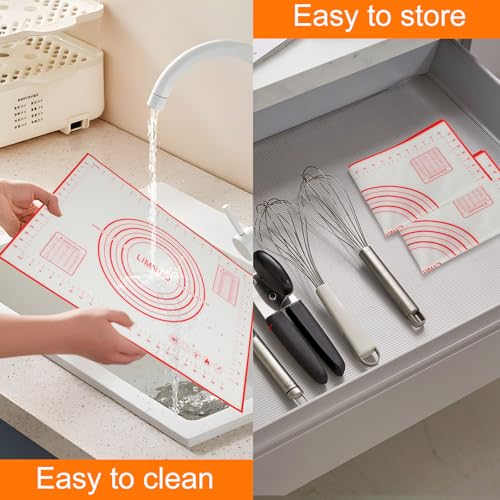 LIMNUO Silicone Baking Mat，Non Stick Rolling Dough with Measurements for Pie Pizza Cookies Fondant Making，Extra Thick Non Slip Silicone Pastry Mat - Image 4