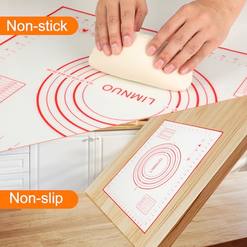 LIMNUO Silicone Baking Mat，Non Stick Rolling Dough with Measurements for Pie Pizza Cookies Fondant Making，Extra Thick Non Slip Silicone Pastry Mat - Image 3