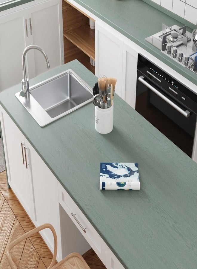 CRE8TIVE Seafoam Pale Green Wood Wallpaper Peel and Stick Textured Wood Contact Paper for Countertops Waterproof 12"x80" Self Adhesive Wood Look Vinyl Wrap for Bedroom Bathroom Cabinets Desks Tables - Image 4