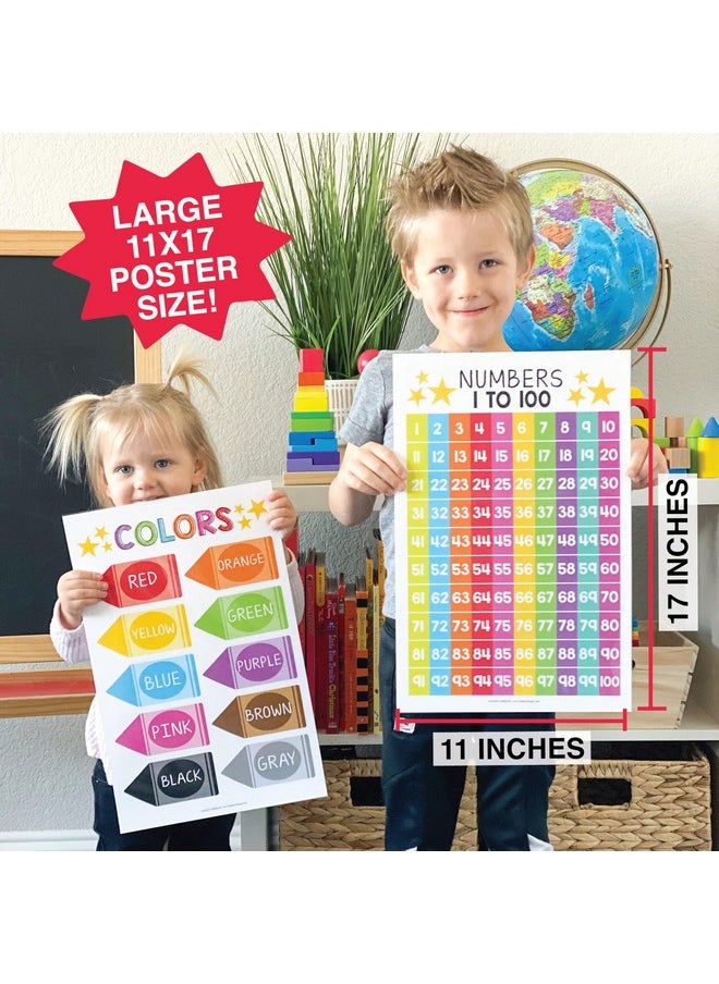 Hadley Designs Hadley Designs 16 Educational Posters for Classroom & Kindergarten, Kindergarten Classroom Must Haves, Laminated PreK Learning Chart Materials US & World Map, ABC Alphabet, Shapes, Days of the Week  - Image 4