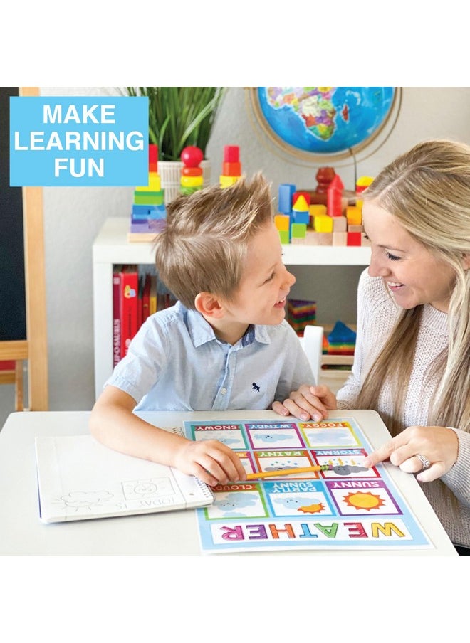 Hadley Designs Hadley Designs 16 Educational Posters for Classroom & Kindergarten, Kindergarten Classroom Must Haves, Laminated PreK Learning Chart Materials US & World Map, ABC Alphabet, Shapes, Days of the Week  - Image 2