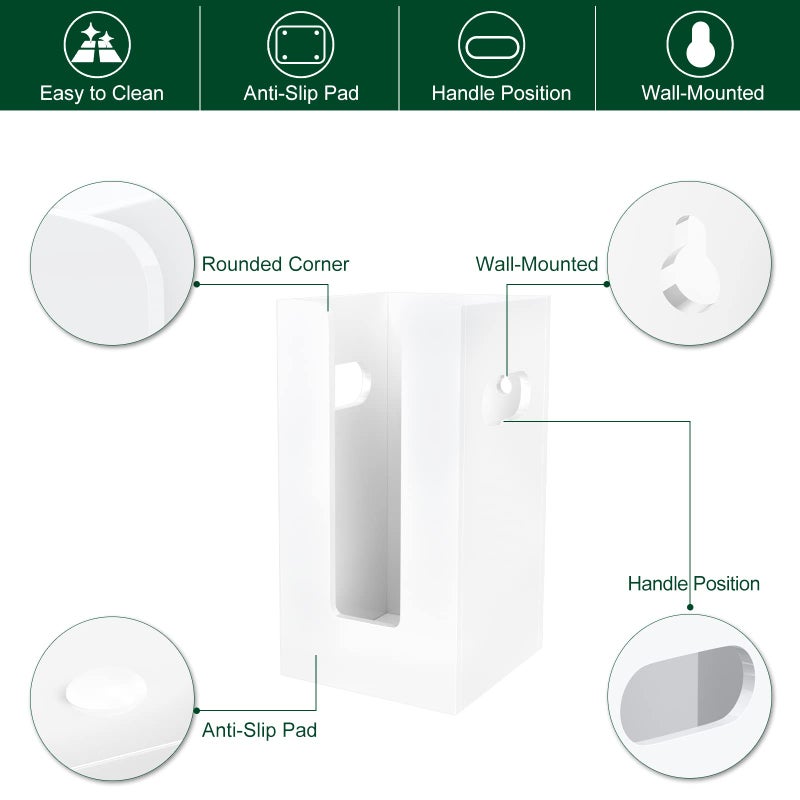 Bosscasa Disposable Coffee Cup Dispenser With Handles  Countertop Or Wall Mount Hot/Cold Drink Cup And Lid Holder - Bathroom/Kitchen/Office Acrylic Cup Lid Storage Organizer (1 Compartment  White) - Image 3