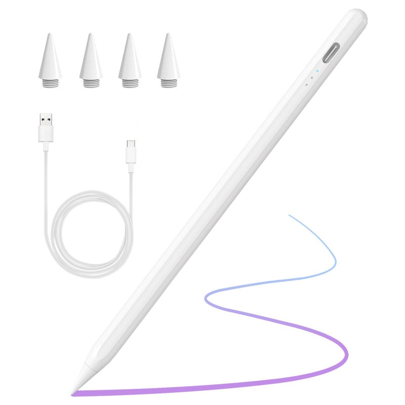 COO â€‹â€‹â€‹Stylus Pen for iPad 2018-2025 with Palm Rejection, Active Pencil for iPad 10th/9th/8th/7th/6th Generation, for iPad Pro 11/12.9 inch, for iPad Air 5th/4th/3th Gen, for iPad Mini 6th/5th Gen (White) - Image 1