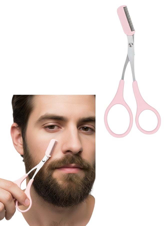 KIKI Stainless Steel Eyebrow and Beard Trimming Scissors with Built-In Comb – Professional Precision Tool for Men and Women for Eyebrow and Beard Shaping and Facial Hair Grooming – Durable, Ergonomic, Portable Design for Daily Home and Travel Use - Image 1