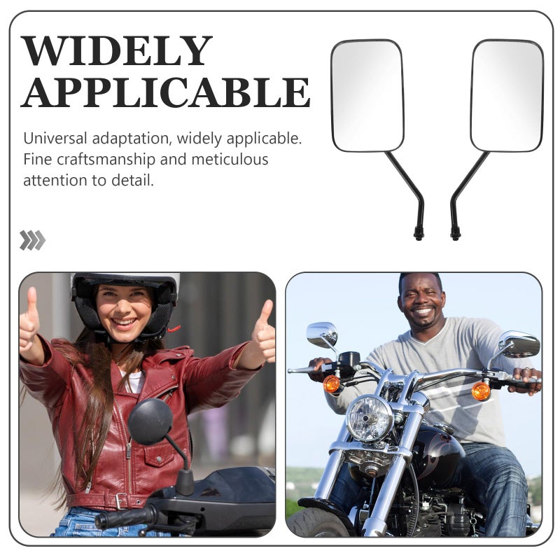 Universal Large Convex Motorcycle Rearview Side Mirrors 1 Pair Thread Mount for Scooter Cruiser Dirt Bike - Image 4
