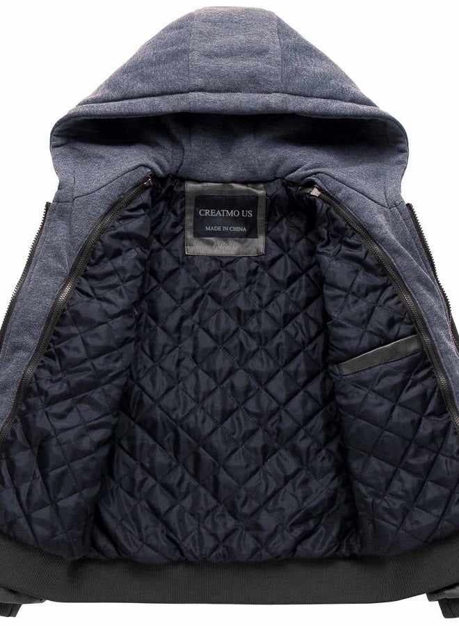 CREATMO US Boy Faux Leather Jacket Motorcycle Jacket Winter Jacket Zipper Flight Pleather Jacket Black 14/16 - Image 2