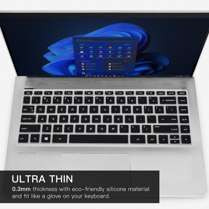 Oaky غطاء لوحة المفاتيح لجهاز HP Pavilion x360 14" لابتوب HP 14-DQ 14-FQ 14-BF 14-BW 14-CM/CF 14-DF/DK/DS HP 14m-BA/CD 14m-DH Series [لا يناسب 14M-DW/DY] - سيليكون أسود - Image 3