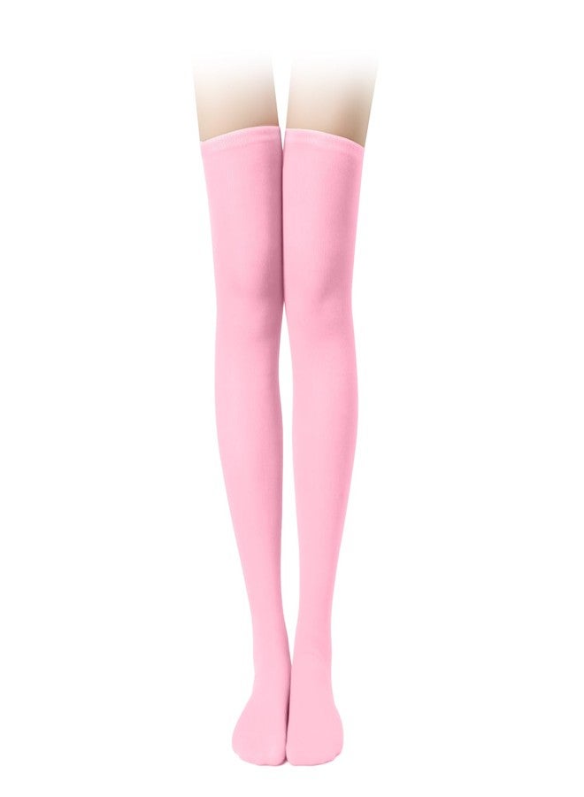 KINBOM 1 Pair Thigh High Socks, Cotton Soft Knee High Long Stockings Leg Warmers for Women Girls Christmas Cosplay (Pink) - Image 1