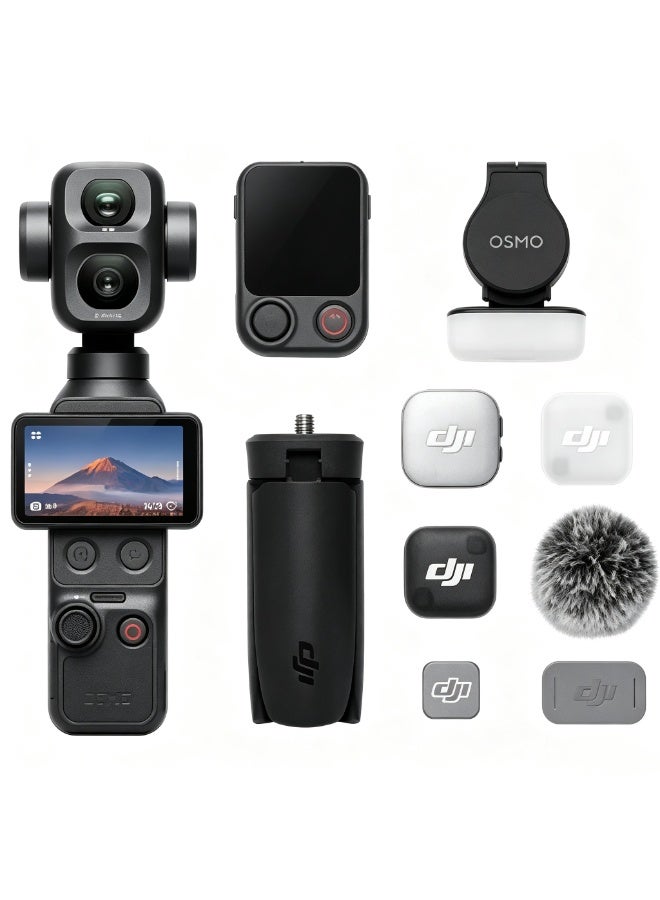 Dji World Dji Osmo Pocket 4P Vlog Creator Combo |Dual-Lens 3-Axis Pocket Gimbal Camera with DJI Mic Mini 2, Osmo FrameTap, 1-Inch CMOS, 60mm Tele Lens, 4K/240fps, ActiveTrack 8.0 - Image 1