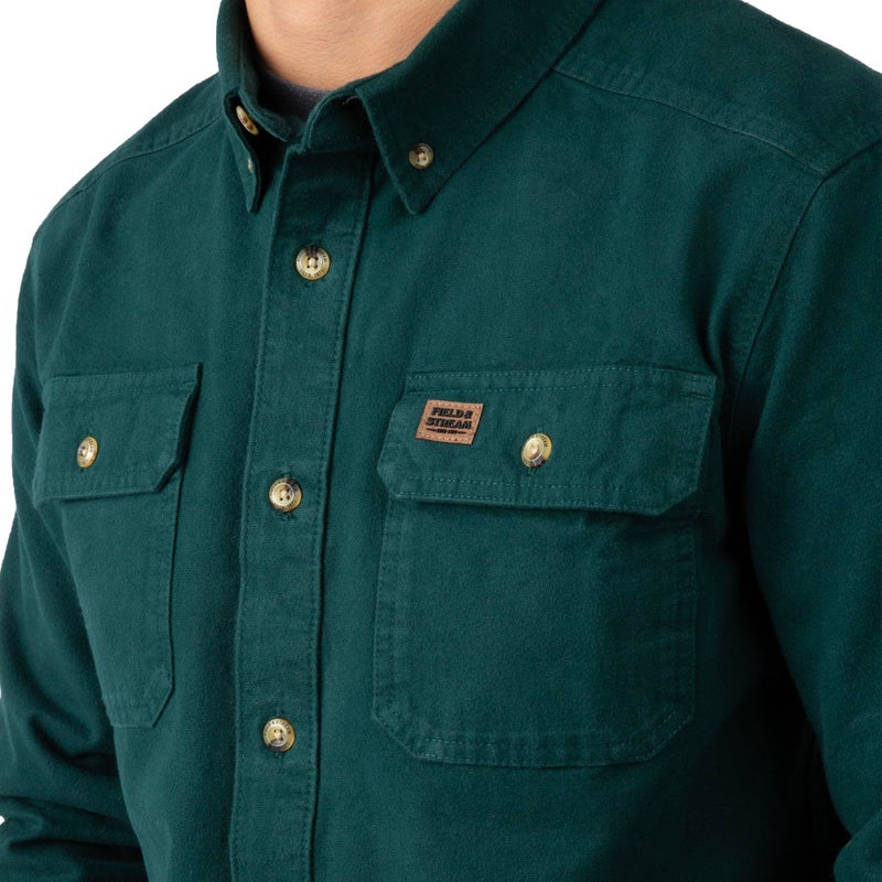 Field & Stream Men's Cattail Chamois Shirt, Pine, Large - Image 2