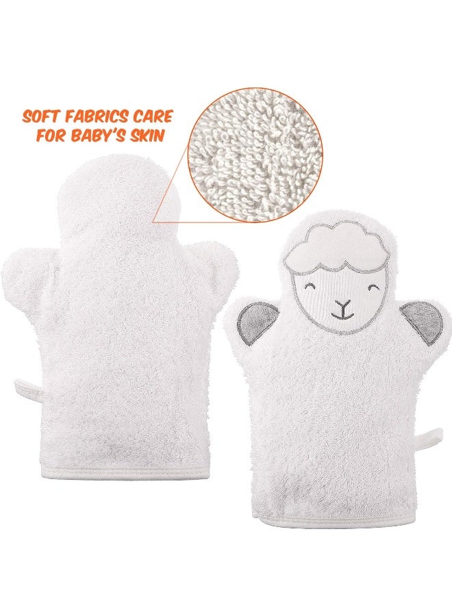 Shappy 4 Pieces Baby Bath Mitt Washcloths Gloves - Image 3