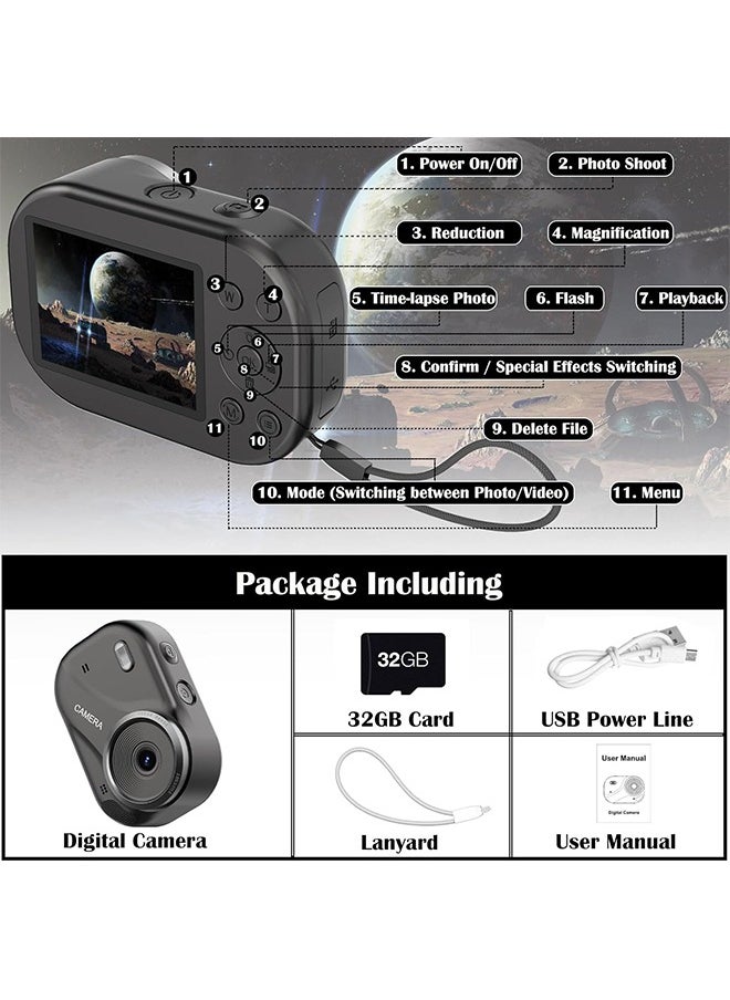 Generic Digital Camera for Kids, 48MP Autofocus Point and Shoot Anti-Shake Camera with 16X Zoom, 2K UHD Video Camera, 32GB Card, Portable Compact Vlogging Camera for Kids Girls Boys  - Image 2