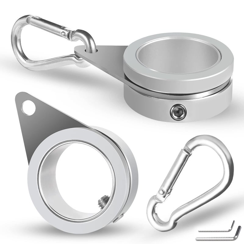 Anovo Flag Pole Rings, Flagpole Rings Aluminum Alloy 360Â° Rotating Anti Wrap Flag Mounting Spinning Ring Clips for 0.75-1.02 Inch Diameter Flagpole(1 Inch -Pack of 2, Matte Silver) - Image 1