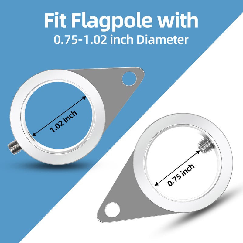 Anovo Flag Pole Rings, Flagpole Rings Aluminum Alloy 360Â° Rotating Anti Wrap Flag Mounting Spinning Ring Clips for 0.75-1.02 Inch Diameter Flagpole(1 Inch -Pack of 2, Matte Silver) - Image 5