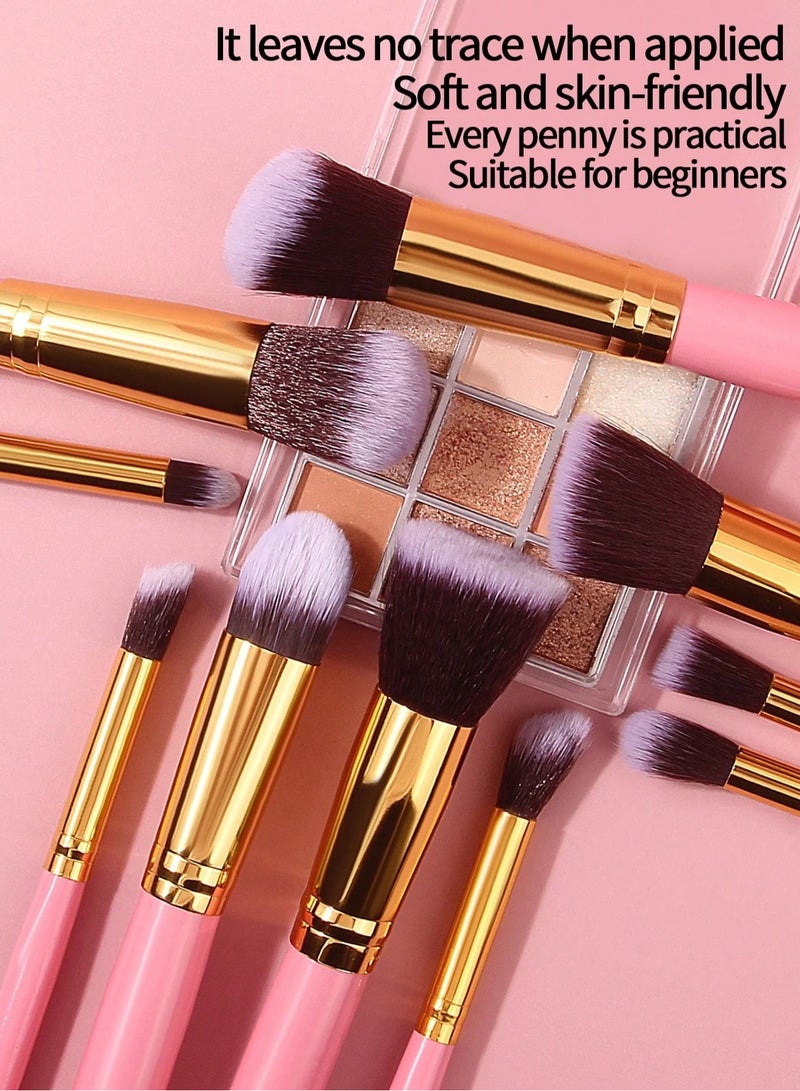 شي إن فرش مكياج احترافية 10 قطع – لتحديد الوجه وأحمر الخدود والآيشادو متعدد الألوان - Image 3