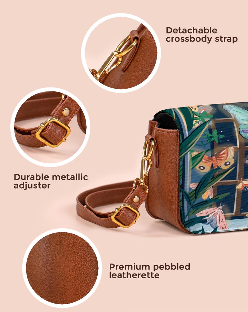 Kalankit Shoulder Bag for Woman | Vegan Leather Sling Bags for Women | Compact Crossbody Purse, Stylish Side Sling Bag & Gift for Woman| Night Magic - Image 5