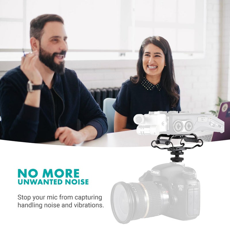 Movo SMM5-B Universal Microphone and Portable Recorder Shock Mount - Fits the Zoom H1n, H2n, H4n, H5, H6, Tascam DR-40x, DR-05x, DR-07x and others with a 1/4" Mounting Screw (Black) - Image 2