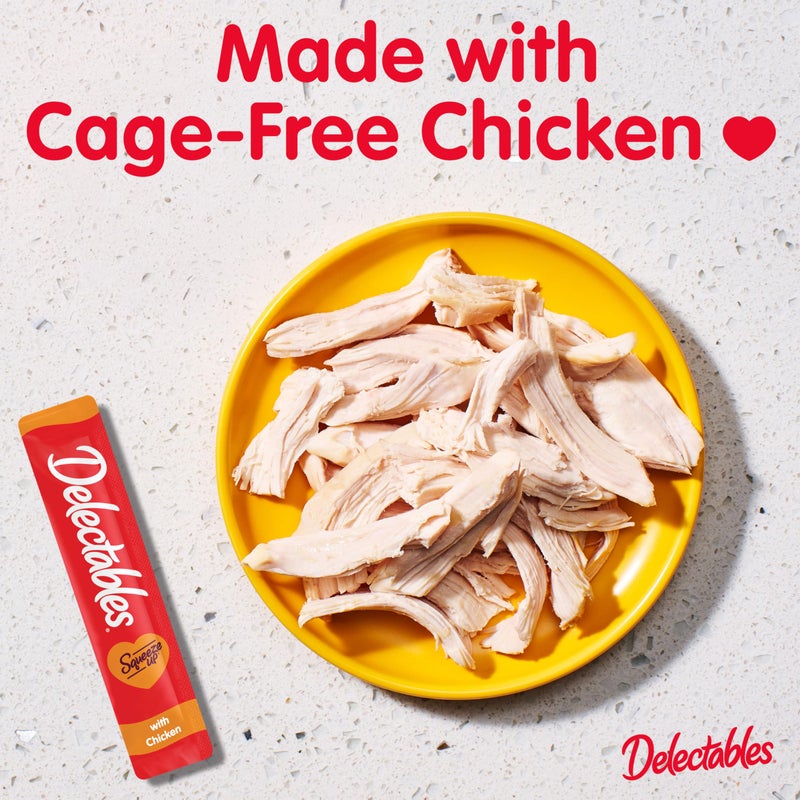 Hartz Delectables Squeeze Up Creamy Squeezable Puree, Lickable Wet Cat Treats, Grain Free, No Added Fillers, No By-Products, No Added Preservatives, 0.5 Ounces Tube Chicken Flavor, 32 Tubes Total - Image 2