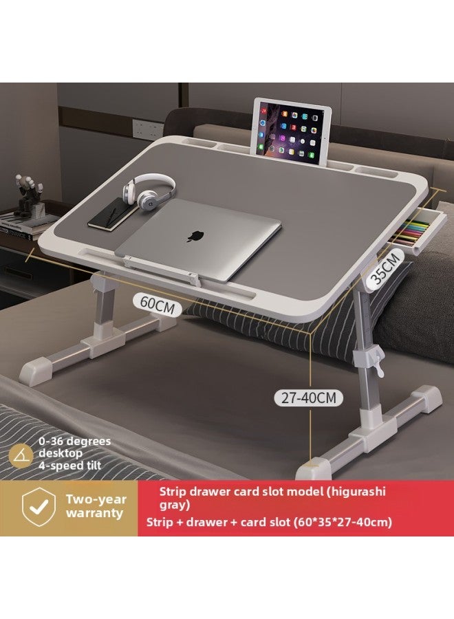 # Liftable Folding Bed Small Table Simple Dormitory Students Writing Bed Desk Learning Height Adjustment Support-Color:Higurashi Gray Enhanced Model + Card Slot + Retainer + Drawer
