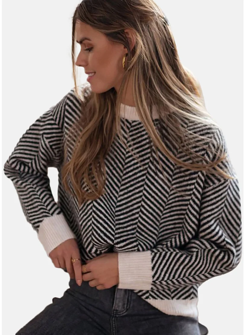 YUNIQEE Women Chevron Printed Pullover Sweaters