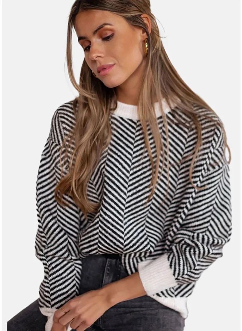 YUNIQEE Women Chevron Printed Pullover Sweaters