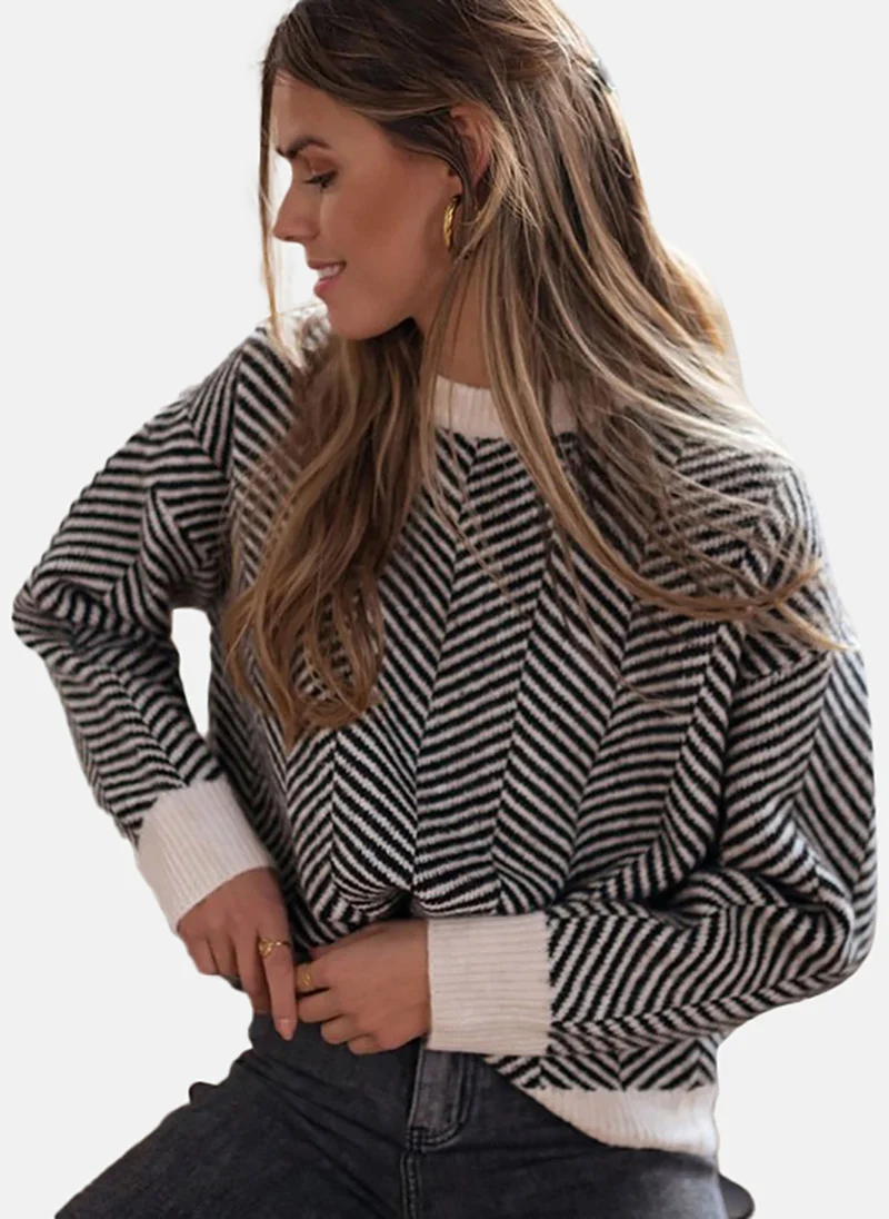 يونيكي Women Chevron Printed Pullover Sweaters