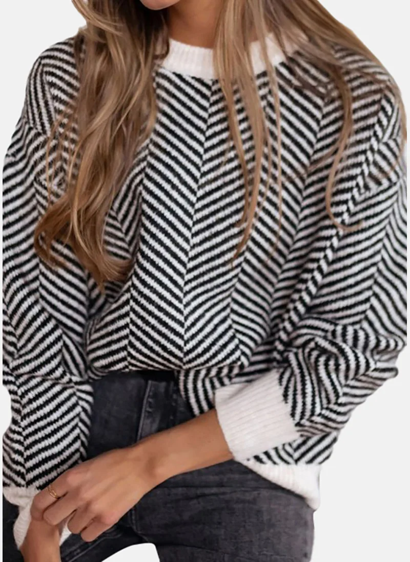 YUNIQEE Women Chevron Printed Pullover Sweaters