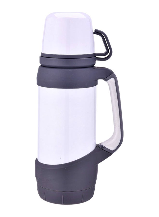 NIBEMINENT Jipush Vacuum Flasks Thermoses Big Size Outdoor Travel Cup Thermos Bottle White/Grey 1000ml - Image 1