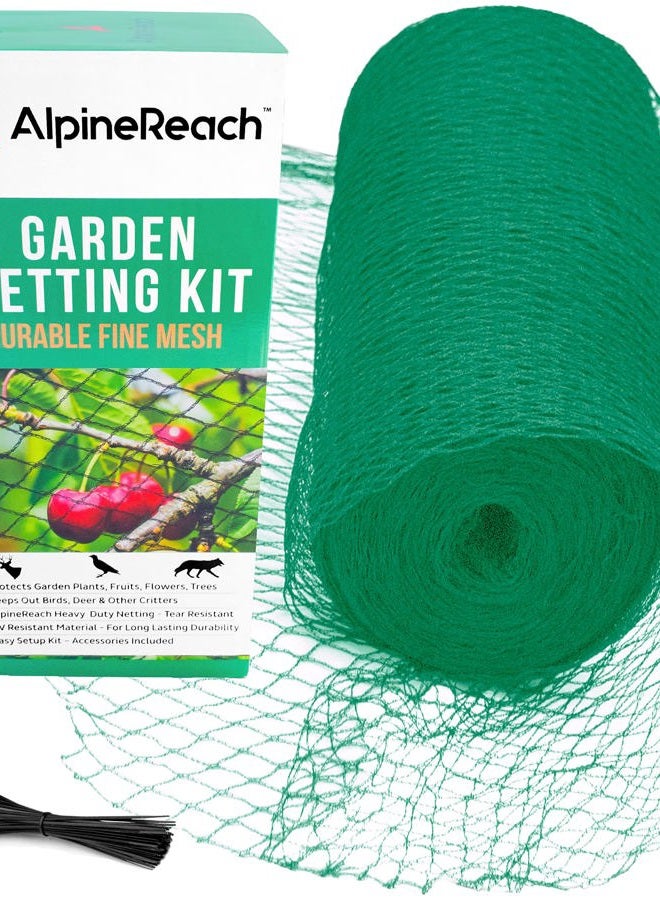 AlpineReach Garden Kit 2m x 20m Protect Plants Fruits Flowers Trees-Green Woven Mesh Heavy Duty-Stretch Fencing Durable Net with Cable Ties Fine Cover Gift Box Stops Birds Deer Animals - Image 1
