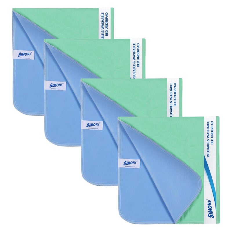 Simon's Simon’s Adult Reusable Classic Bed Underpad for Elderly, Heavy Absorbency Large Size 34 X 36 inches | Leak Proof 4 Layer Design Protects Surfaces for Incontinence Patients – Green | Pack of 4 - Image 1