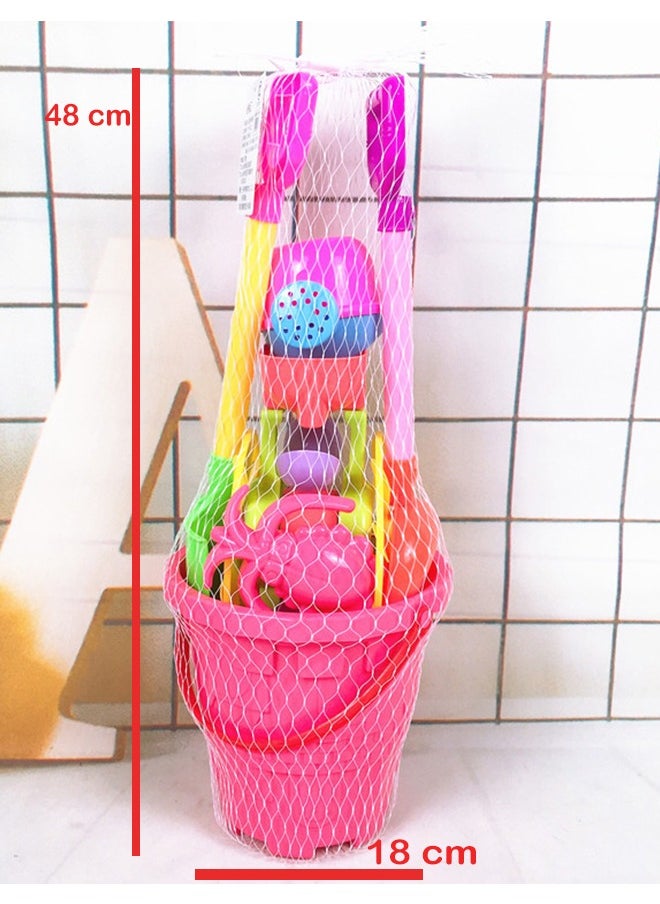 ZCM-HAPPY - 7-Piece Hourglass Toy Set with Large Thickened Plastic Shovel and Beach Bucket for Endless Beach Adventures - Image 1
