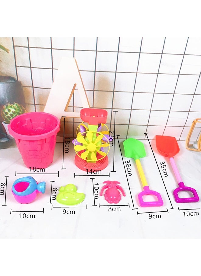ZCM-HAPPY - 7-Piece Hourglass Toy Set with Large Thickened Plastic Shovel and Beach Bucket for Endless Beach Adventures - Image 1