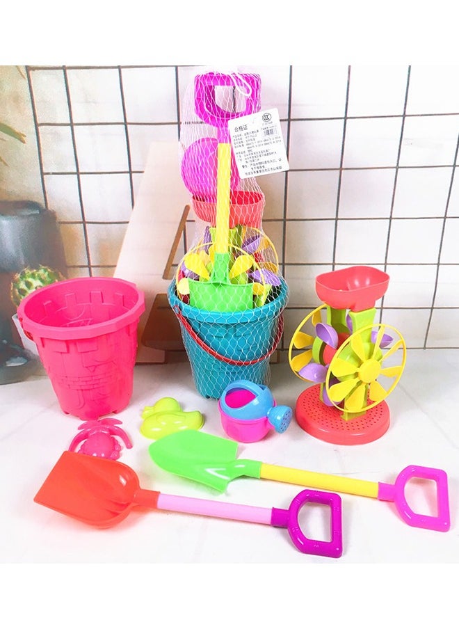 ZCM-HAPPY - 7-Piece Hourglass Toy Set with Large Thickened Plastic Shovel and Beach Bucket for Endless Beach Adventures - Image 1