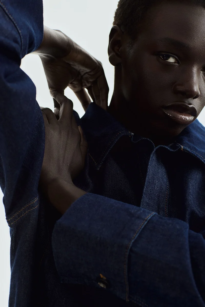 اتش اند ام قميص جينز بوب أوفر كبير الحجم