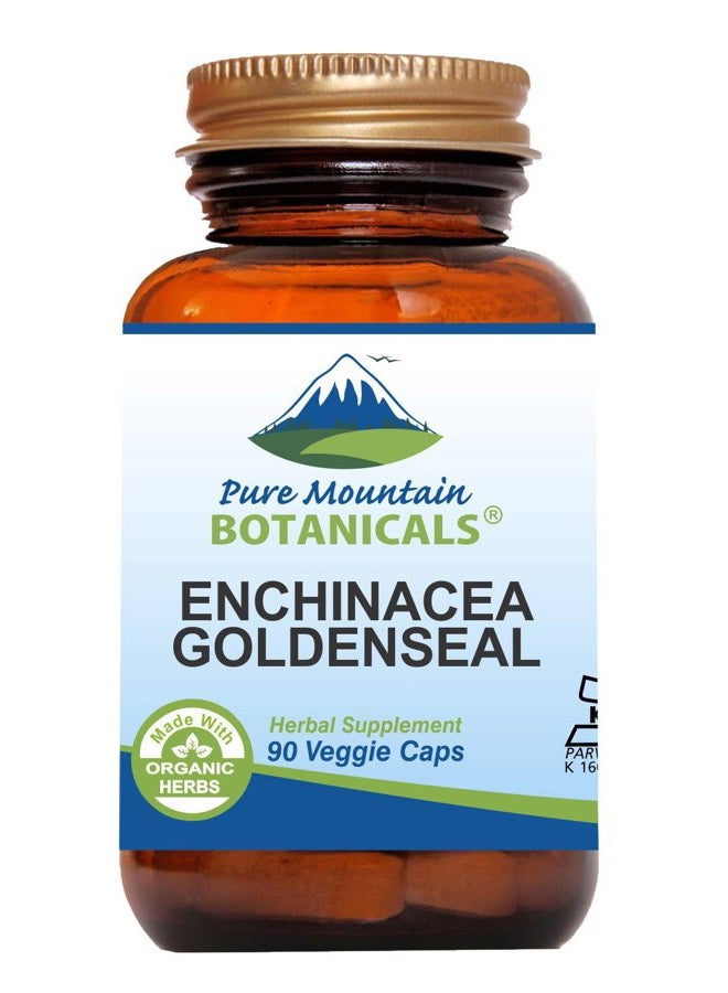Organic Echinacea Goldenseal Capsules - 90 Kosher Vegetarian Caps - Now with 450mg Echinacea Goldenseal Complex - Nature's Gold Standard Supplement for Immune Support from - Image 1