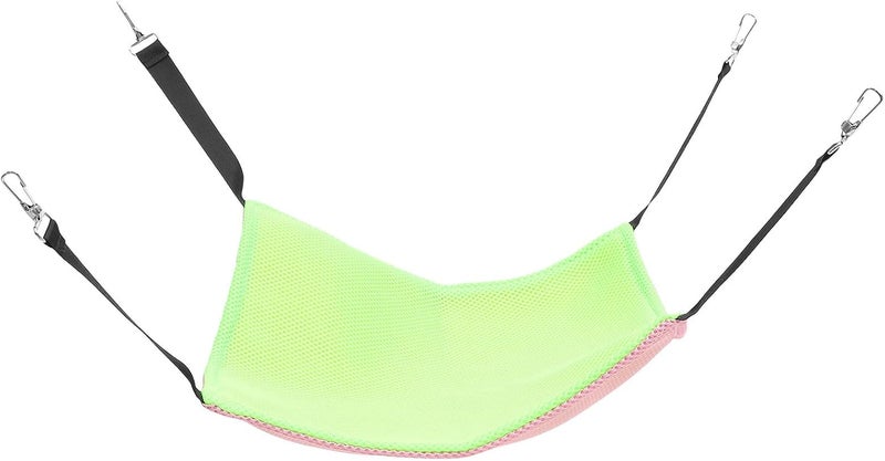 Cat Hanging Hammock Breathable Double-Sided Mesh Pet Bed with Hooks for Cage Hanging, Medium Size Fluorescent Green and Pink, Indoor Kitten Sleeping Accessory - Image 1