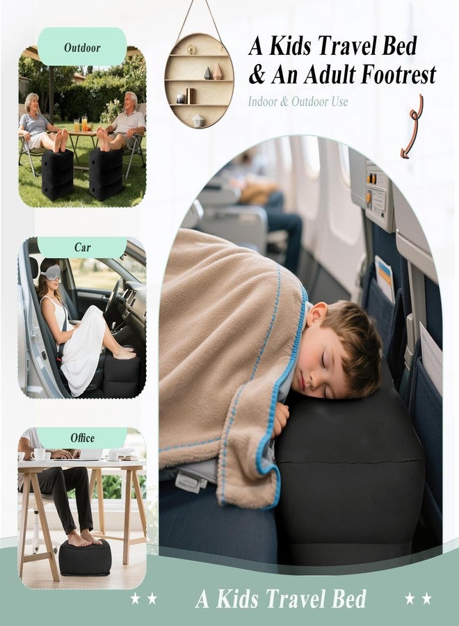TheClover Airplane Foot Rest for Long Flight - Inflatable Foot Rest for Under Desk,Kids Car Foot Rest Bed,Portable 3-Height Foot Cushion,Lightweight Travel Leg Rest for Airplanes,Trains,Office & Home - Image 2
