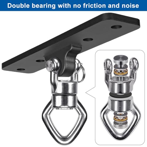BeneLabel Ceiling Mount Swing Hanger with Bearing 900 LB Capacity Heavy Bag Hanger Stainless Steel Hanging Chair Mount 360° Swing Hardware for Aerial Silks, Punching Bag, Gymnast Ring - Image 4