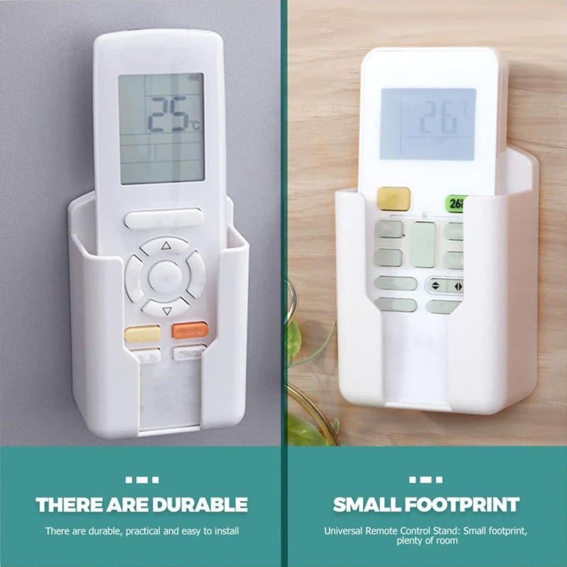 أكس سبرينج حامل جهاز التحكم عن بعد مثبت على الحائط، 4 قطع حامل هاتف ذاتي اللصق على الطاولة، صندوق تخزين حائطي بسيط بدون حفر، منظم جهاز التحكم عن بعد للتلفزيون، صندوق تخزين للمكتب المنزلي واللوازم المدرسية - Image 2