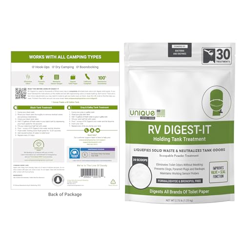 Unique RV Digest-It Classic Powder RV Toilet Treatment - Concentrated Value Treatment - Eliminates Odor, Liquifies Waste, Prevents Sensor Misreading, Scoop Included (30 Treatments) - Image 2