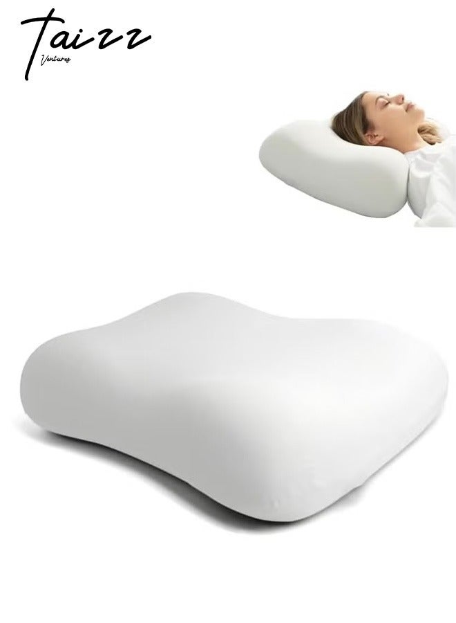 Taizz Ventures Deep Sleep Pillow, Patented Ergonomic Contour Design for Side & Back Sleepers, Orthopedic Cervical Shape Gently Cradles Head & Provides Neck Support & Shoulder Pain Relief - White - Image 1