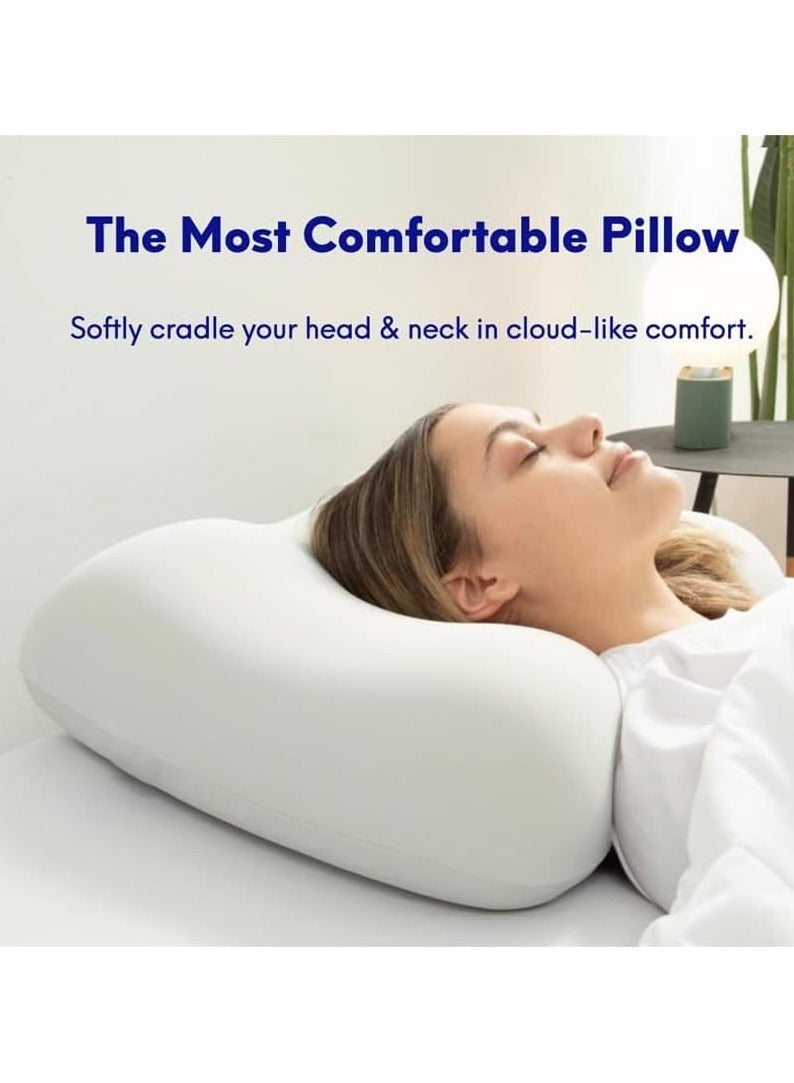Taizz Ventures Deep Sleep Pillow, Patented Ergonomic Contour Design for Side & Back Sleepers, Orthopedic Cervical Shape Gently Cradles Head & Provides Neck Support & Shoulder Pain Relief - White - Image 2