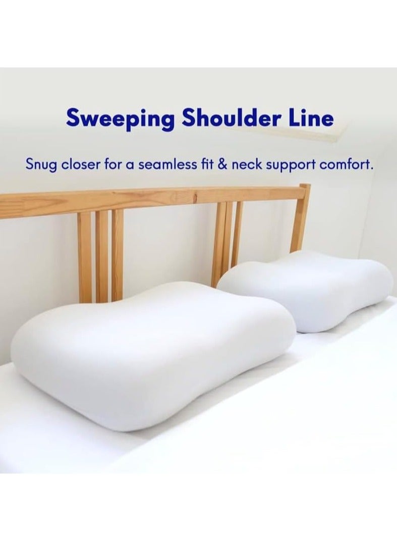 Taizz Ventures Deep Sleep Pillow, Patented Ergonomic Contour Design for Side & Back Sleepers, Orthopedic Cervical Shape Gently Cradles Head & Provides Neck Support & Shoulder Pain Relief - White - Image 4