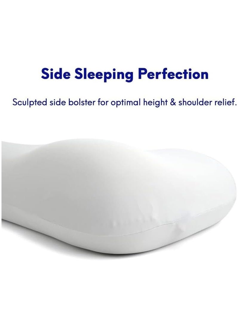 Taizz Ventures Deep Sleep Pillow, Patented Ergonomic Contour Design for Side & Back Sleepers, Orthopedic Cervical Shape Gently Cradles Head & Provides Neck Support & Shoulder Pain Relief - White - Image 3